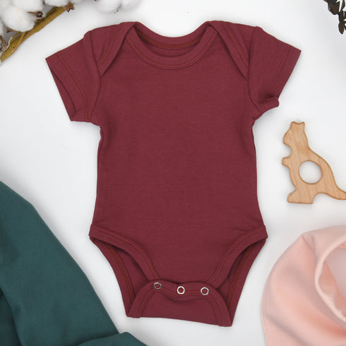 Organic Cotton Short Sleeve Baby Bodysuit, Currant Organic Earthy Clothing