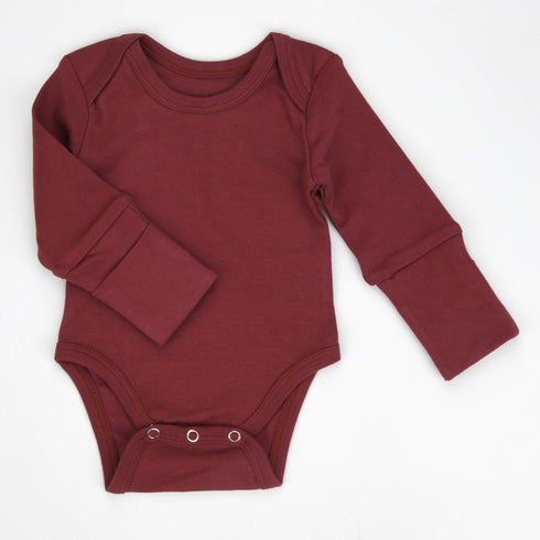 Organic Cotton Long Sleeve Baby Bodysuit, Currant Organic Earthy Clothing
