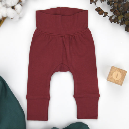 Organic Cotton High Waist Baby Pants, Currant Organic Earthy Clothing