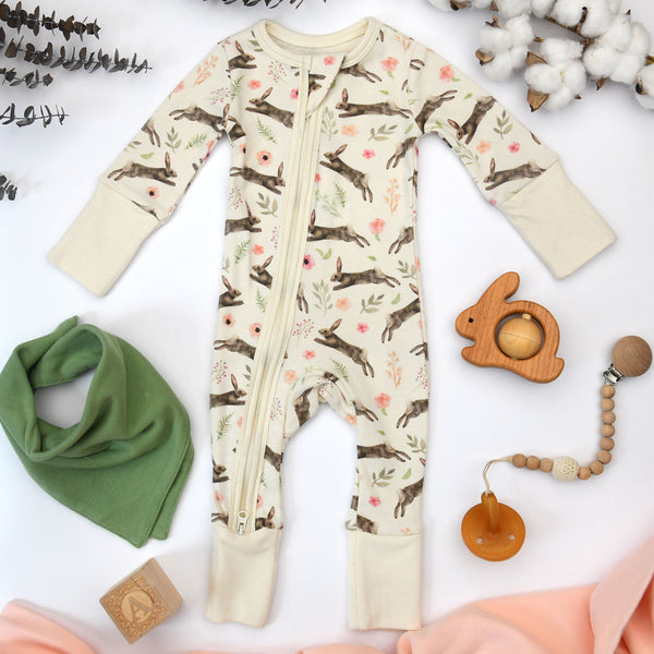 Organic Cotton Baby Pajamas 2-Way Zip Front Zipper Sleeper, Daphne Organic Earthy Clothing
