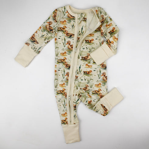 Organic Cotton Baby Pajamas 2-Way Zip Front Zipper Sleeper, Drake Organic Earthy Clothing