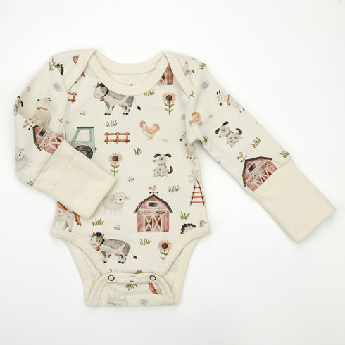 Organic Cotton Long Sleeve Baby Bodysuit, Dusty Organic Earthy Clothing