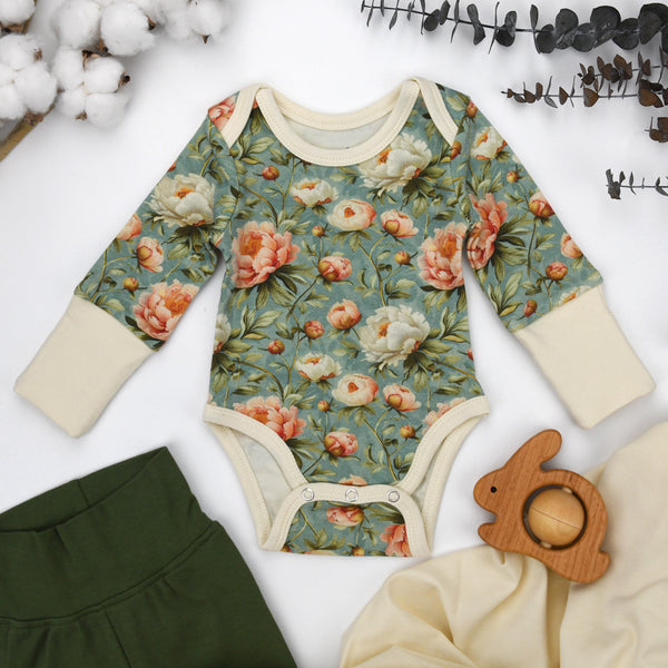 Organic Cotton Long Sleeve Baby Bodysuit, Elodie Organic Earthy Clothing