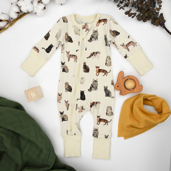 Organic Cotton Baby Pajamas 2-Way Zip Front Zipper Sleeper, Felix Organic Earthy Clothing