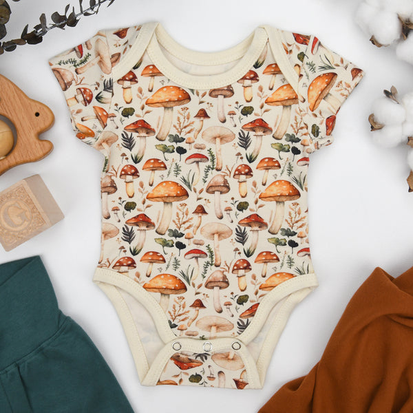 Organic Cotton Short Sleeve Baby Bodysuit, Fennel Organic Earthy Clothing