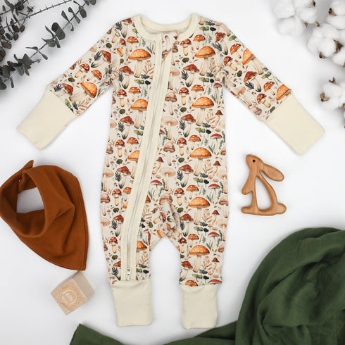 Organic Cotton Baby Pajamas 2-Way Zip Front Zipper Sleeper, Fennel Organic Earthy Clothing