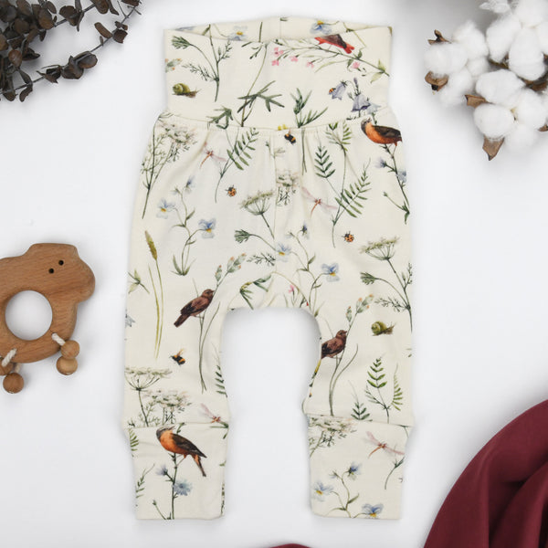 Organic Cotton High Waist Baby Pants, Finch Organic Earthy Clothing