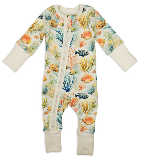 Organic Cotton Baby Pajamas 2-Way Zip Front Zipper Sleeper, Pisces Organic Earthy Clothing