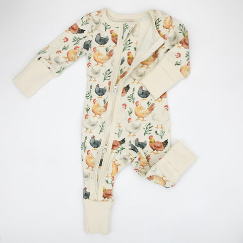 Organic Cotton Baby Pajamas 2-Way Zip Front Zipper Sleeper, Flax Organic Earthy Clothing