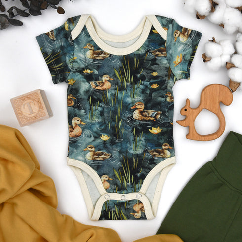 Organic Cotton Short Sleeve Baby Bodysuit, Harbor Organic Earthy Clothing