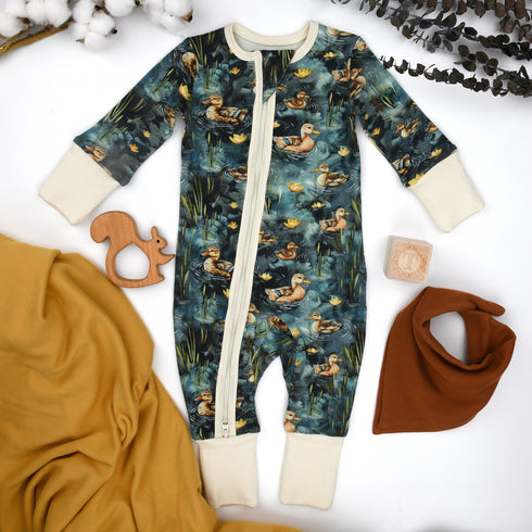 Organic Cotton Baby Pajamas 2-Way Zip Front Zipper Sleeper, Harbor Organic Earthy Clothing