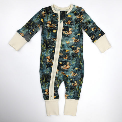 Organic Cotton Baby Pajamas 2-Way Zip Front Zipper Sleeper, Harbor Organic Earthy Clothing