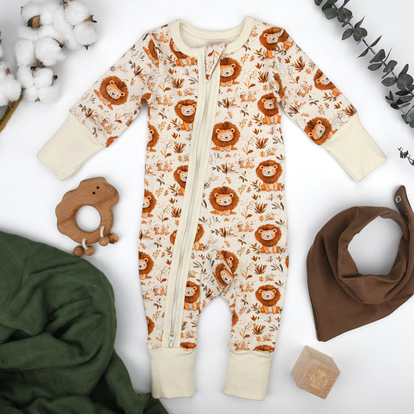 Organic Cotton Baby Pajamas 2-Way Zip Front Zipper Sleeper, Heath Organic Earthy Clothing