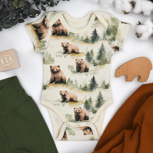 Organic Cotton Short Sleeve Baby Bodysuit, Hemlock Organic Earthy Clothing