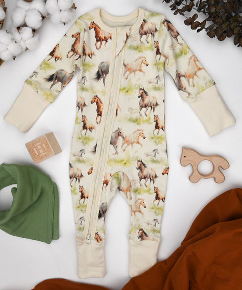 Organic Cotton Baby Pajamas 2-Way Zip Front Zipper Sleeper, Kelby Organic Earthy Clothing
