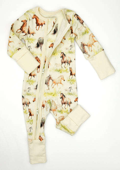 Organic Cotton Baby Pajamas 2-Way Zip Front Zipper Sleeper, Kelby Organic Earthy Clothing