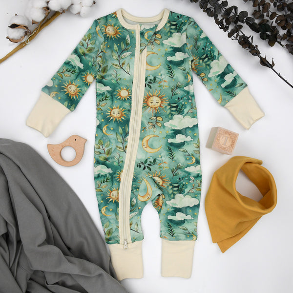 Organic Cotton Baby Pajamas 2-Way Zip Front Zipper Sleeper, Indy Organic Earthy Clothing