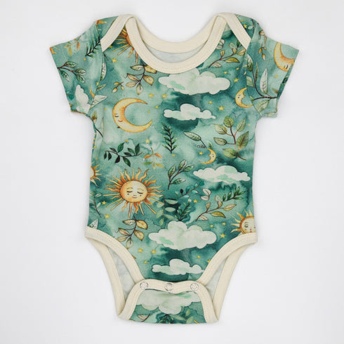 Organic Cotton Short Sleeve Baby Bodysuit, Indy Organic Earthy Clothing