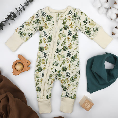 Organic Cotton Baby Pajamas 2-Way Zip Front Zipper Sleeper, Ivy Organic Earthy Clothing