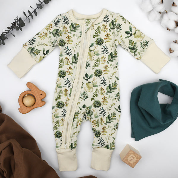 Organic Cotton Baby Pajamas 2-Way Zip Front Zipper Sleeper, Ivy Organic Earthy Clothing
