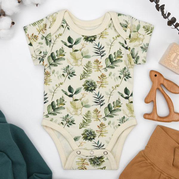 Organic Cotton Short Sleeve Baby Bodysuit, Ivy