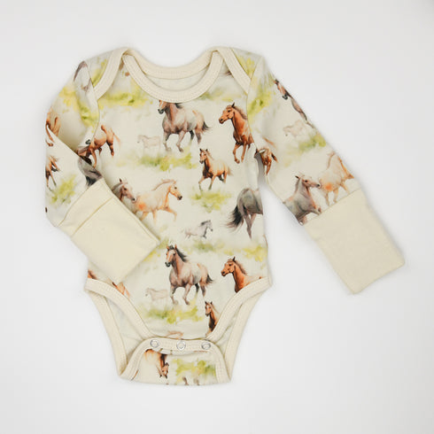 Organic Cotton Long Sleeve Baby Bodysuit, Kelby Organic Earthy Clothing