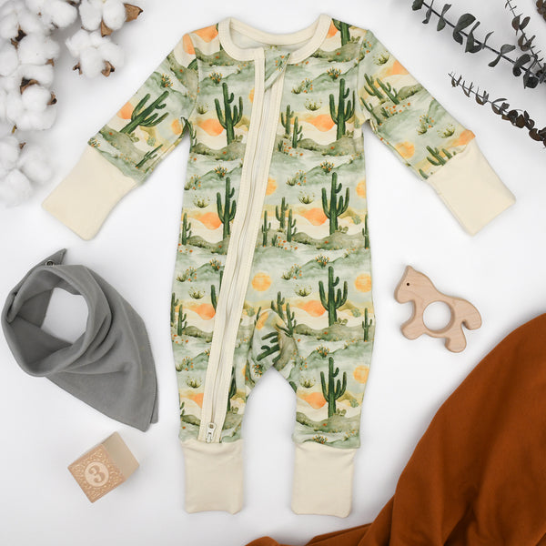 Organic Cotton Baby Pajamas 2-Way Zip Front Zipper Sleeper, Kestrel Organic Earthy Clothing