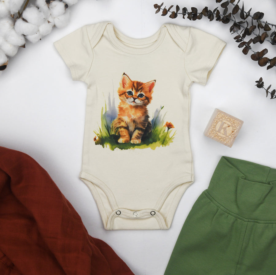 Organic Cotton Short Sleeve Baby Bodysuit, Maple Organic Earthy Clothing