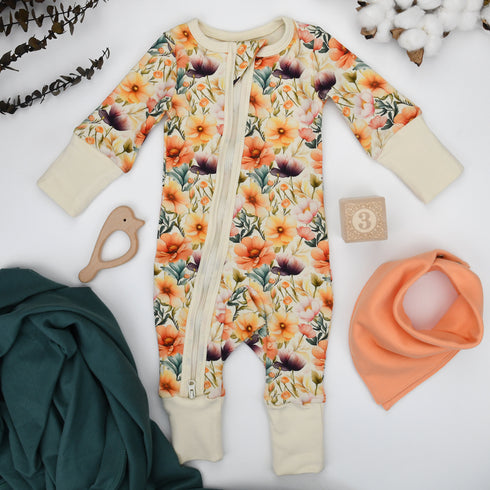 Organic Cotton Baby Pajamas 2-Way Zip Front Zipper Sleeper, Lilly Organic Earthy Clothing