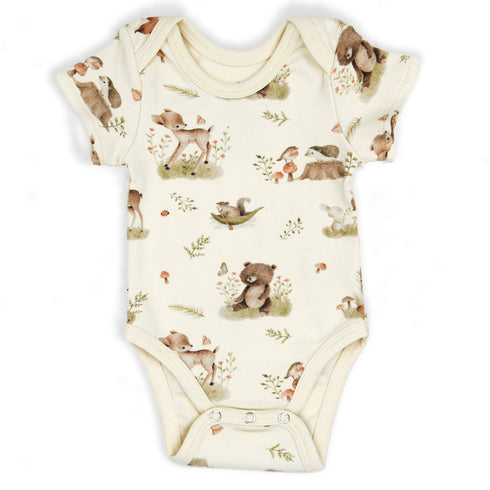 Organic Cotton Short Sleeve Baby Bodysuit, Linden Organic Earthy Clothing