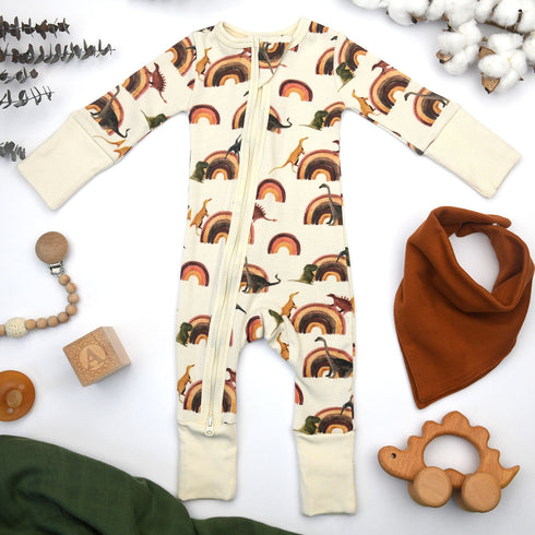 Organic Cotton Baby Pajamas 2-Way Zip Front Zipper Sleeper, Littlefoot Organic Earthy Clothing