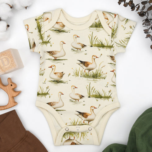 Organic Cotton Short Sleeve Baby Bodysuit, Marley Organic Earthy Clothing
