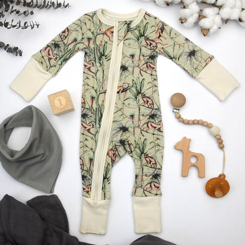 Organic Cotton Baby Pajamas 2-Way Zip Front Zipper Sleeper, Mau Organic Earthy Clothing