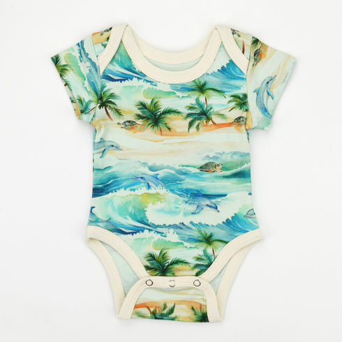 Organic Cotton Short Sleeve Baby Bodysuit, Maui