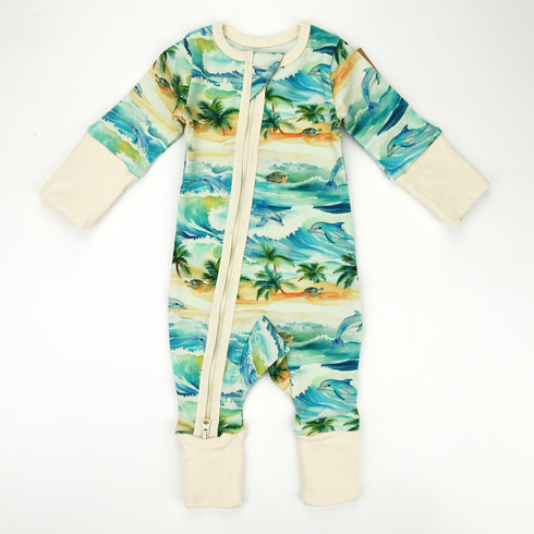 Organic Cotton Baby Pajamas 2-Way Zip Front Zipper Sleeper, Maui