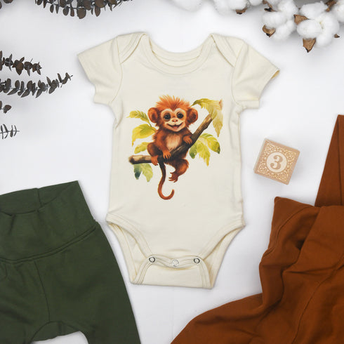 Organic Cotton Short Sleeve Baby Bodysuit, Tamarin Organic Earthy Clothing