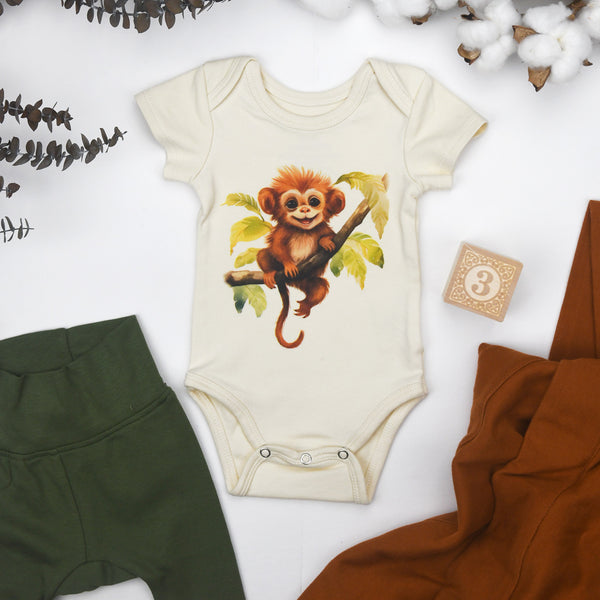 Organic Cotton Short Sleeve Baby Bodysuit, Tamarin Organic Earthy Clothing