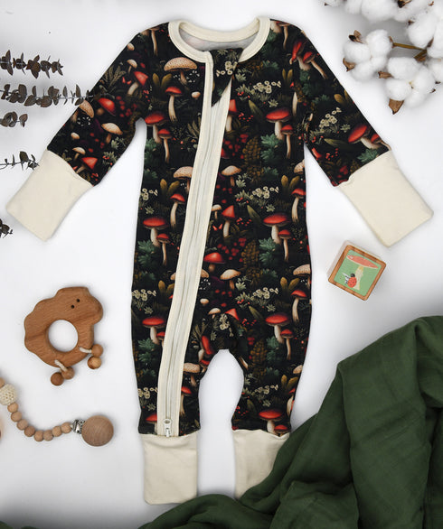 Organic Cotton Baby Pajamas 2-Way Zip Front Zipper Sleeper, Glade Organic Earthy Clothing