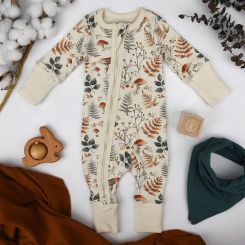 Organic Cotton Baby Pajamas 2-Way Zip Front Zipper Sleeper, Myrtle Organic Earthy Clothing