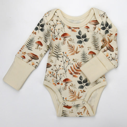 Organic Cotton Long Sleeve Baby Bodysuit, Myrtle Organic Earthy Clothing