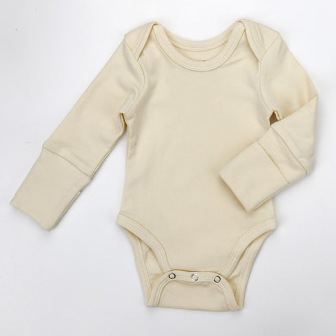 Organic Cotton Long Sleeve Baby Bodysuit, Natural Organic Earthy Clothing