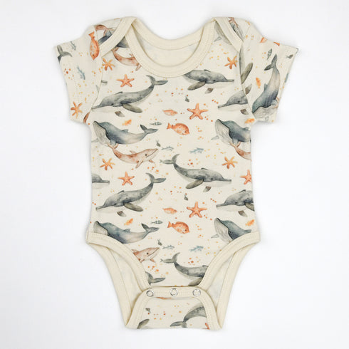 Organic Cotton Short Sleeve Baby Bodysuit, Neptune Organic Earthy Clothing