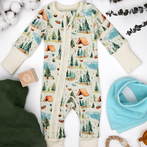 Organic Cotton Baby Pajamas 2-Way Zip Front Zipper Sleeper, North Organic Earthy Clothing