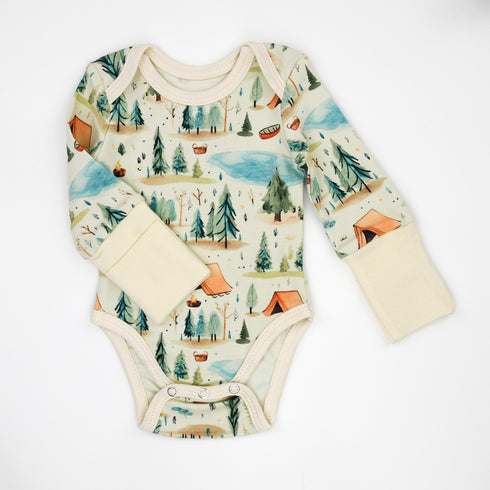 Organic Cotton Long Sleeve Baby Bodysuit, North Organic Earthy Clothing