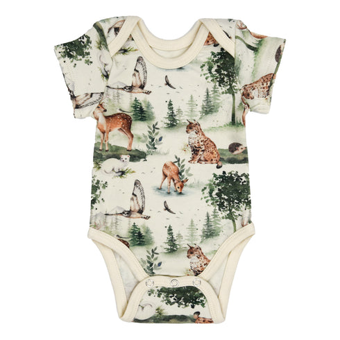 Organic Cotton Short Sleeve Baby Bodysuit, Oak Organic Earthy Clothing