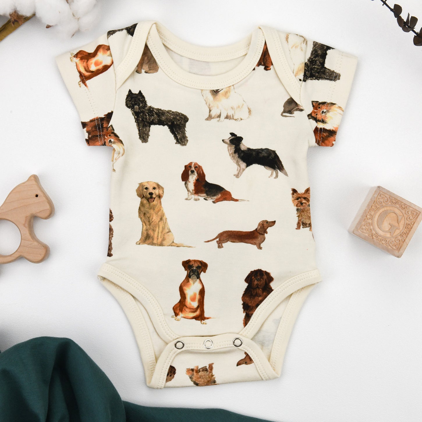 Organic Cotton Short Sleeve Baby Bodysuit, Otis Organic Earthy Clothing