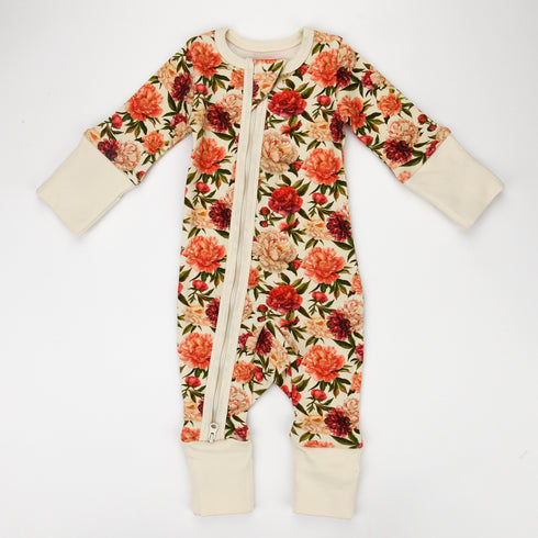 Organic Cotton Baby Pajamas 2-Way Zip Front Zipper Sleeper, Petunia