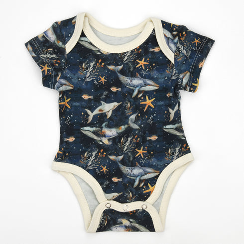 Organic Cotton Short Sleeve Baby Bodysuit, Poseidon Organic Earthy Clothing