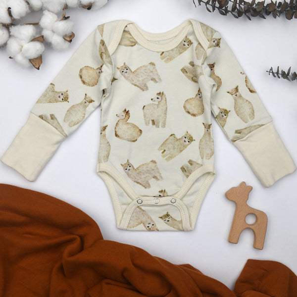 Organic Cotton Long Sleeve Baby Bodysuit, Quinn Organic Earthy Clothing