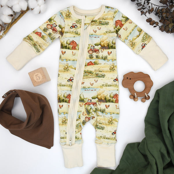 Organic Cotton Baby Pajamas 2-Way Zip Front Zipper Sleeper, Ranger Organic Earthy Clothing